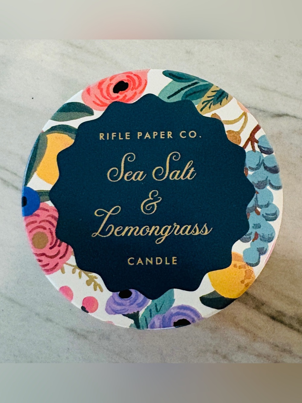 NEW Rifle Paper Co. Sea Salt & Lemongrass Garden Party Soy Blend Candle 3 oz